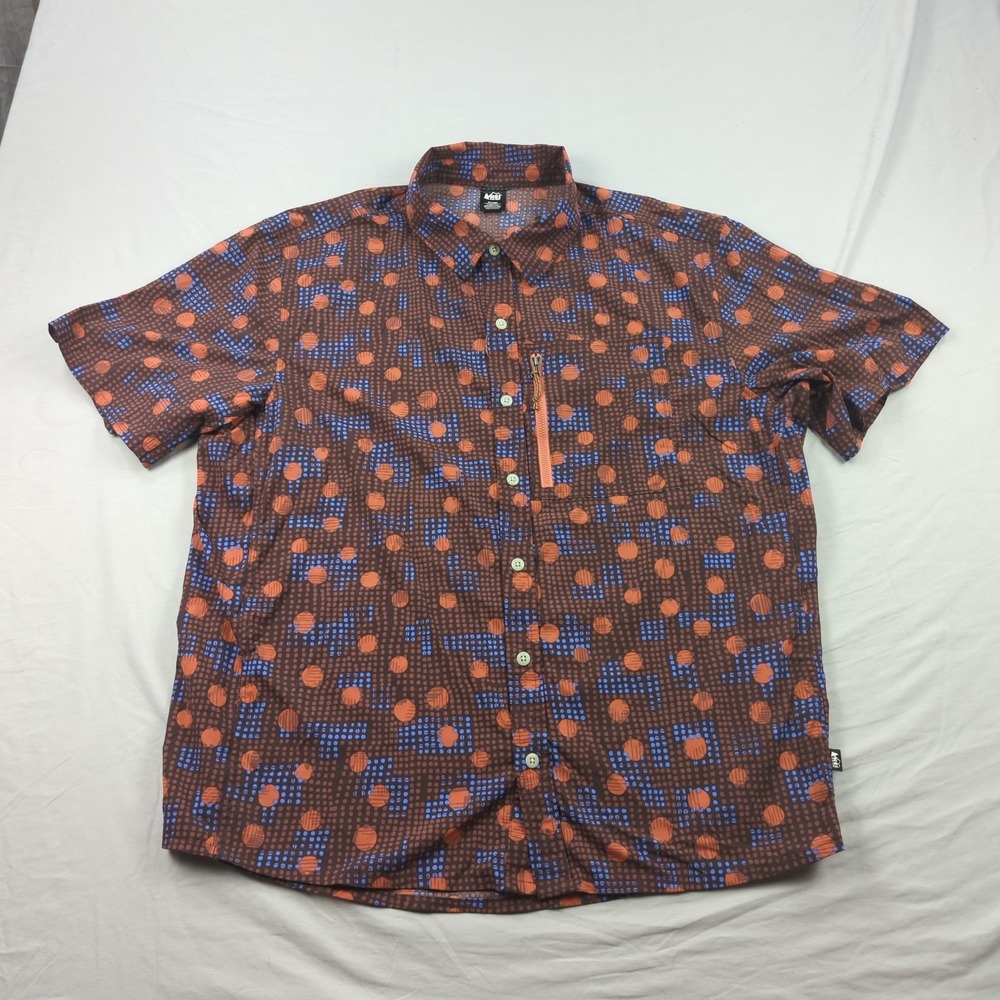 REI Co Op Shirt Mens Extra Large Trailmade Short Sleeve Button Up Stretch Hiking
